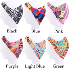 Bohemian Print Headband Yoga Sports Hairband Elastic Twisted Knot Turban