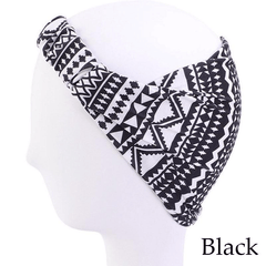 Bohemian Print Headband Yoga Sports Hairband Elastic Twisted Knot Turban