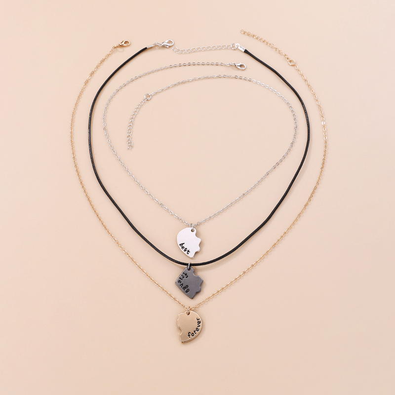 3pcs Girls Heart Pendant Necklace Teen Party Accessories