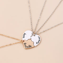 3pcs Girls Heart Pendant Necklace Teen Party Accessories