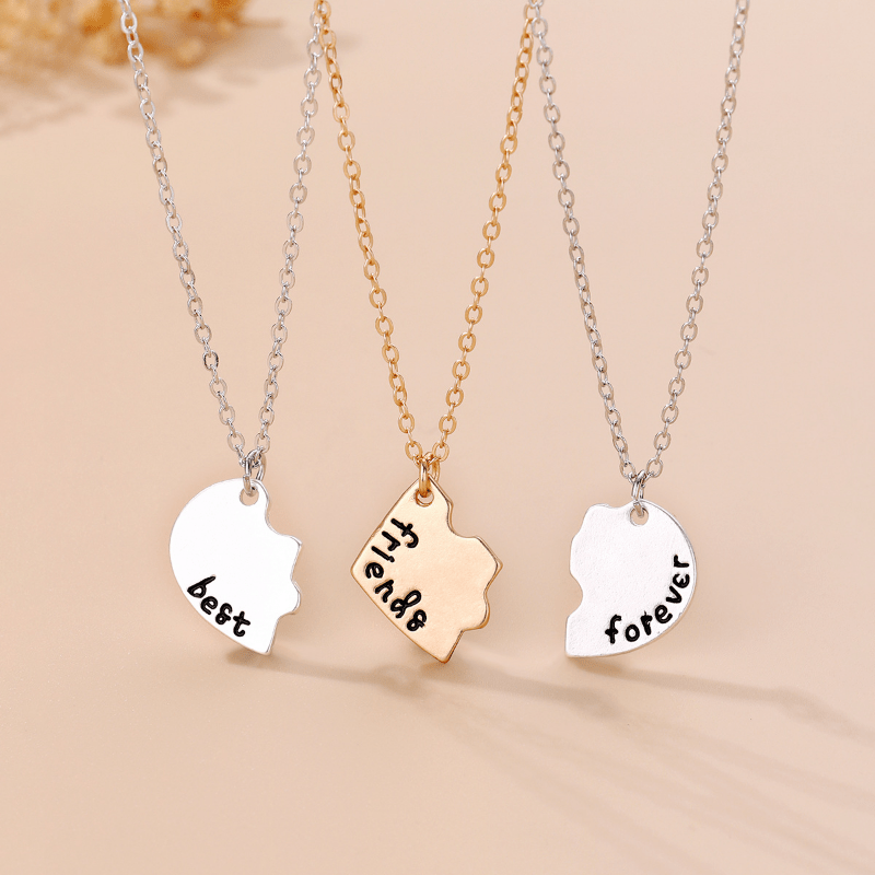 3pcs Girls Heart Pendant Necklace Teen Party Accessories