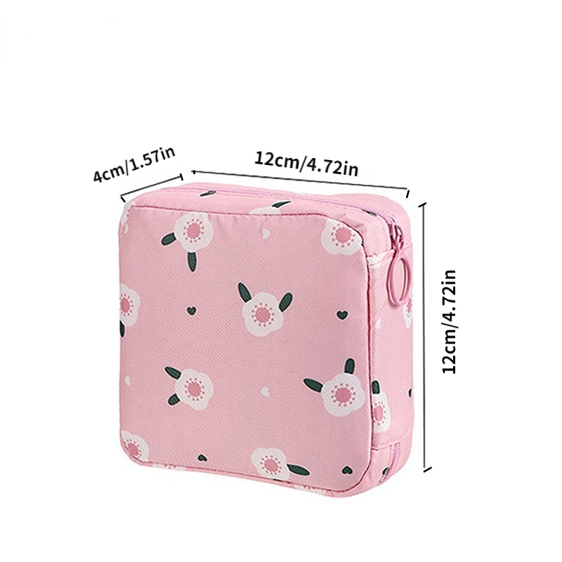 Cartoon Pattern Zipper Storage Bag Sanitary Napkin Portable Pouch