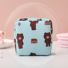 Cartoon Pattern Zipper Storage Bag Sanitary Napkin Portable Pouch