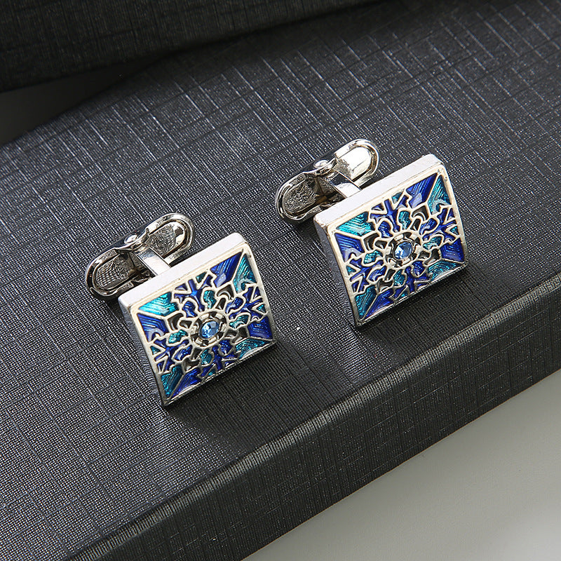 Pair Colored Checker Crystal Cufflinks French Shirts Cufflinks