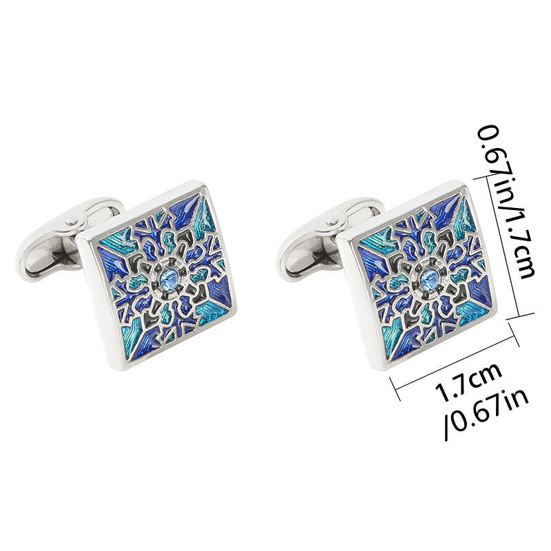 Pair Colored Checker Crystal Cufflinks French Shirts Cufflinks