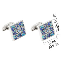 Pair Colored Checker Crystal Cufflinks French Shirts Cufflinks