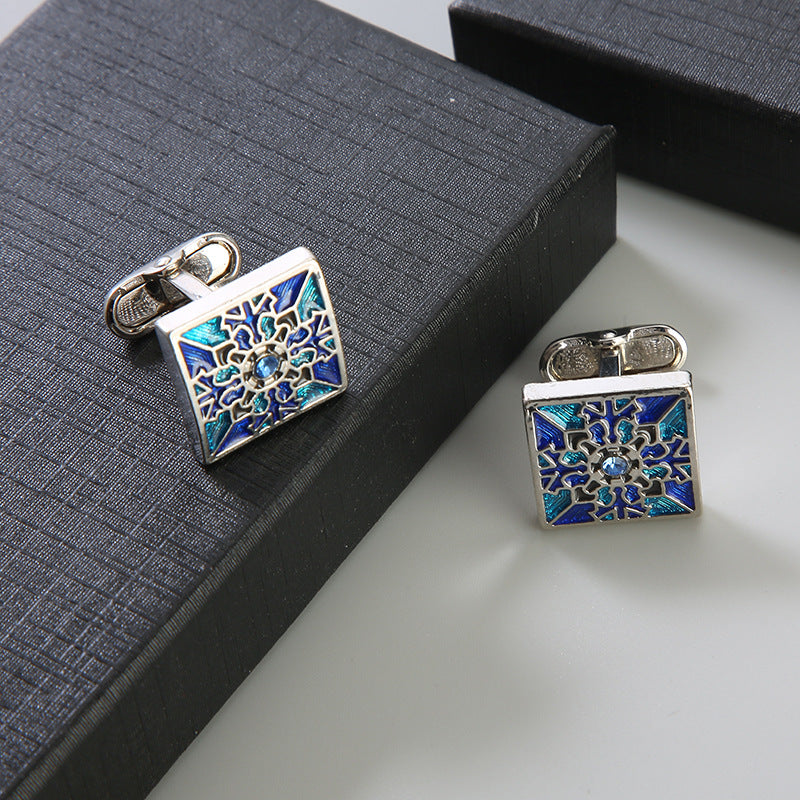 Pair Colored Checker Crystal Cufflinks French Shirts Cufflinks