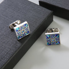 Pair Colored Checker Crystal Cufflinks French Shirts Cufflinks