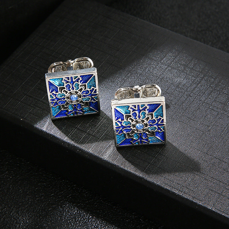 Pair Colored Checker Crystal Cufflinks French Shirts Cufflinks