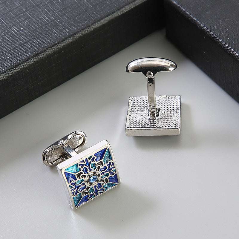Pair Colored Checker Crystal Cufflinks French Shirts Cufflinks