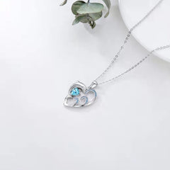 Cartoon Dolphin Wave Heart Pendant Necklace Holiday Gift