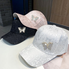 Rhinestone Butterfly Lace Baseball Cap Embroidery Sun Hat