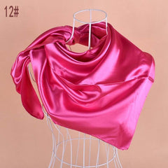 Classic Satin Square Scarf Solid Silk Neckerchief Bandana Head Scarves
