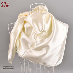 Classic Satin Square Scarf Solid Silk Neckerchief Bandana Head Scarves