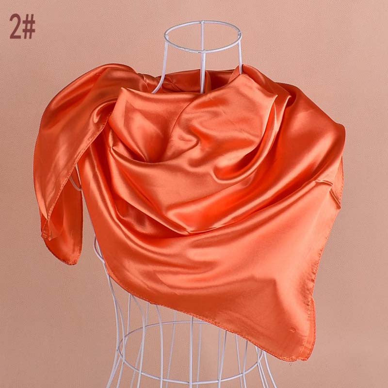 Classic Satin Square Scarf Solid Silk Neckerchief Bandana Head Scarves
