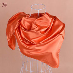 Classic Satin Square Scarf Solid Silk Neckerchief Bandana Head Scarves