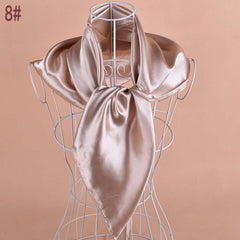 Classic Satin Square Scarf Solid Silk Neckerchief Bandana Head Scarves