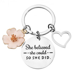 Empowering Pink Petal Peach Heart Keychain