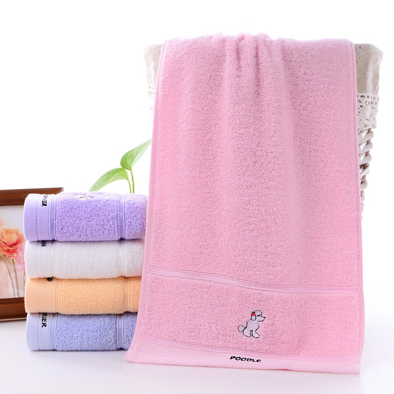 Kid's Cotton Facial Towels Embroidered Animal Pattern Bathroom Towels