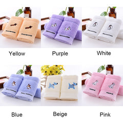 Kid's Cotton Facial Towels Embroidered Animal Pattern Bathroom Towels