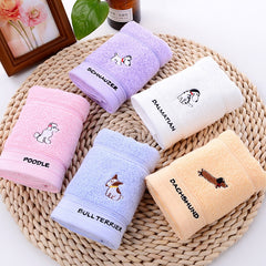 Kid's Cotton Facial Towels Embroidered Animal Pattern Bathroom Towels