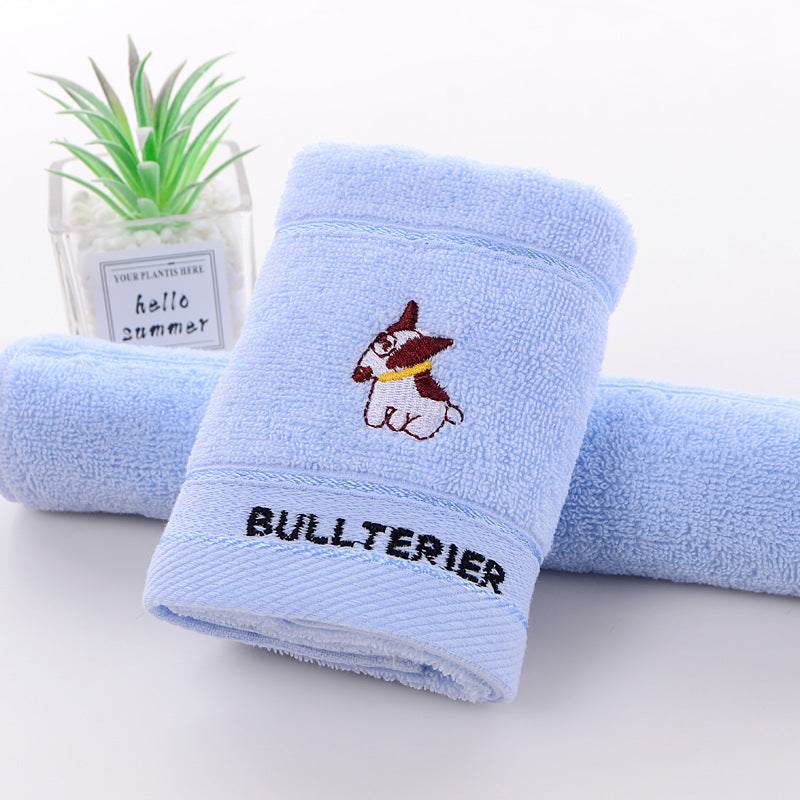 Kid's Cotton Facial Towels Embroidered Animal Pattern Bathroom Towels