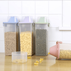 2.5L Plastic Food Storage Container with Measuring Cup & Grain Dispenser