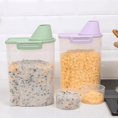 2.5L Plastic Food Storage Container with Measuring Cup & Grain Dispenser