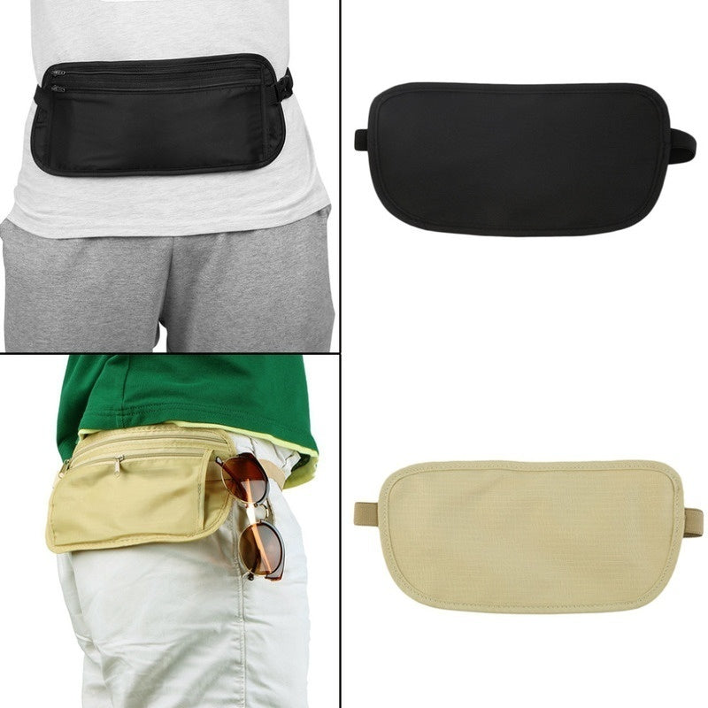 Portable Storage Bag Zipper Solid Bag Passport Waist Bag