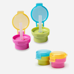 Spill Proof Drink Bottle with Twist Cover Cap and Straw