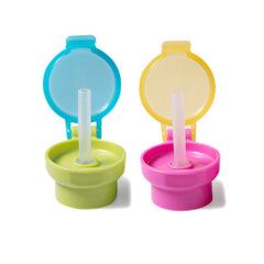Spill Proof Drink Bottle with Twist Cover Cap and Straw