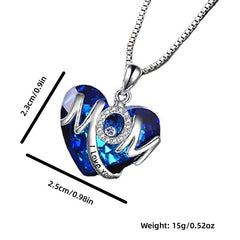 Girls Letter MOM Rhinestones Crystal Heart Pendant Necklace