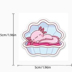 50pcs Pink Axolotl Stickers for Toys Luggage Laptop Skateboard Journal