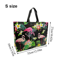 Retro Flamingo Tote Bag Non Woven Foldable Handbag Vintage Monstera Leaf Eco