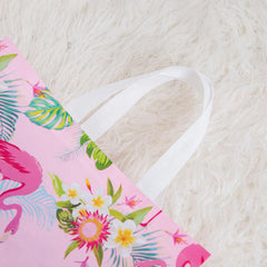Retro Flamingo Tote Bag Non Woven Foldable Handbag Vintage Monstera Leaf Eco