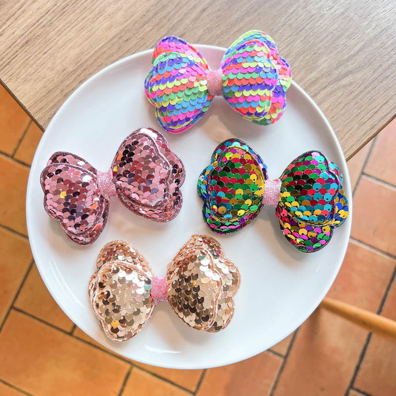 Sequin Bow Hair Clip for Little Girls