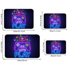Neon Video Game Floor Mat - Large Area Rug for Gamer Carpet Living Room Bedroom