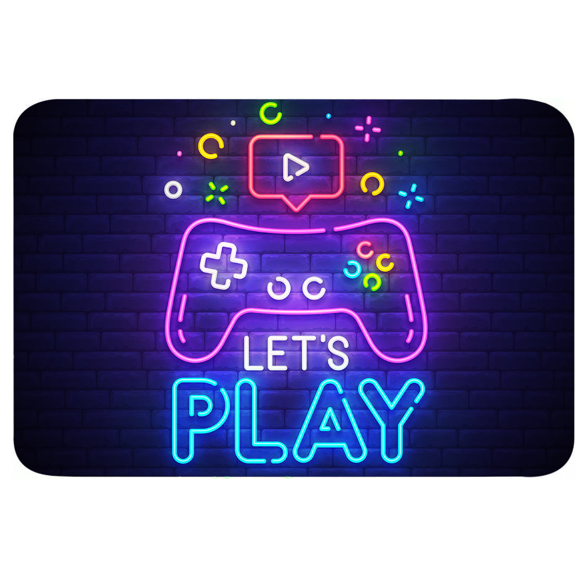 Neon Video Game Floor Mat - Large Area Rug for Gamer Carpet Living Room Bedroom