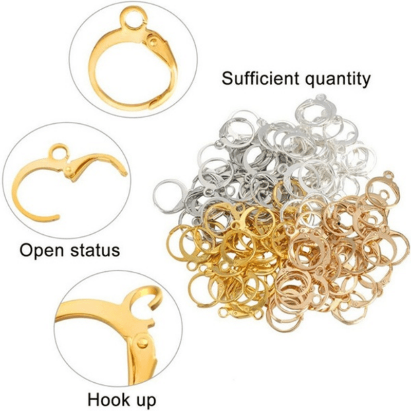 50pcs Vintage French Style Earring Hooks 15x12mm DIY Jewelry Making Supplies