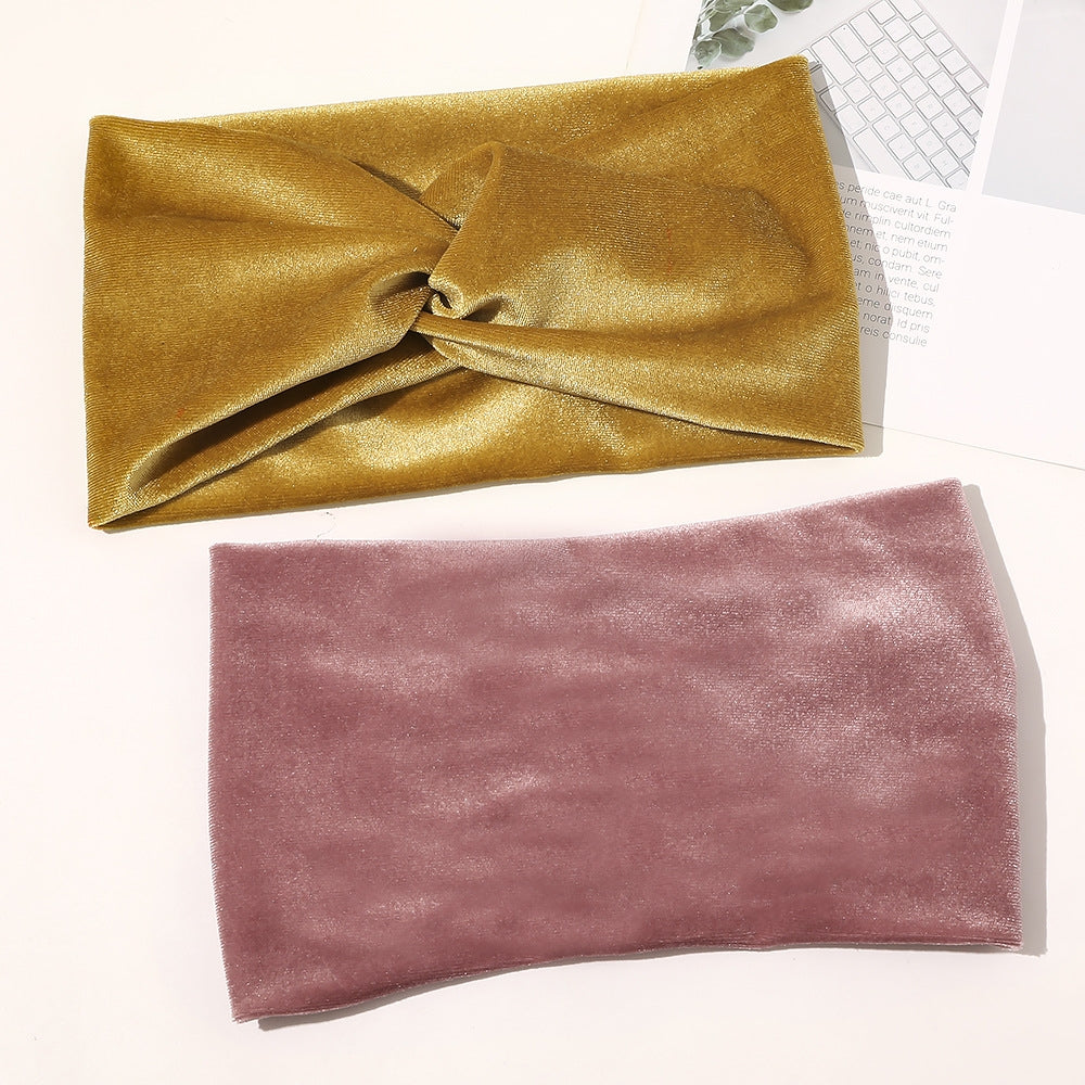 Velvet Stretchy Retro Cross Headband for Sports Yoga Sweatband Hair Accessori