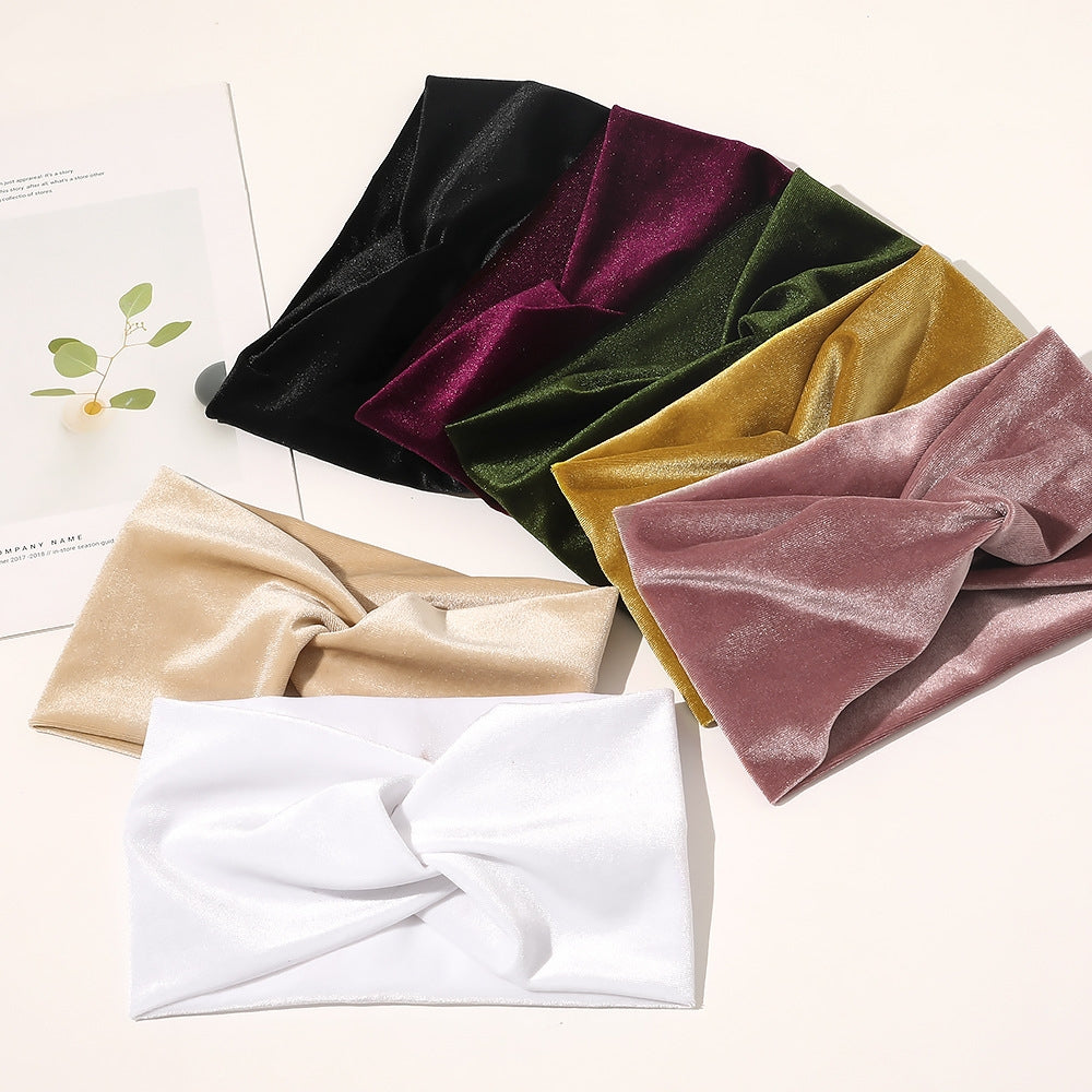Velvet Stretchy Retro Cross Headband for Sports Yoga Sweatband Hair Accessori