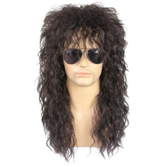 Men's Punk Style Long Curly Fiber Hair Wig Halloween Rock Wig
