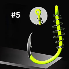 20pcs High Visibility Fluor. Green Fishing Hooks Stainless Steel Spring Barbs