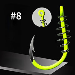 20pcs High Visibility Fluor. Green Fishing Hooks Stainless Steel Spring Barbs