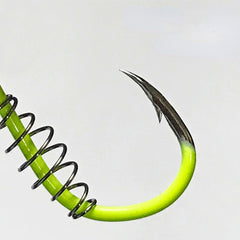 20pcs High Visibility Fluor. Green Fishing Hooks Stainless Steel Spring Barbs