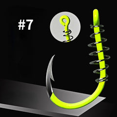 20pcs High Visibility Fluor. Green Fishing Hooks Stainless Steel Spring Barbs