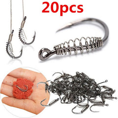 20pcs High Visibility Fluor. Green Fishing Hooks Stainless Steel Spring Barbs