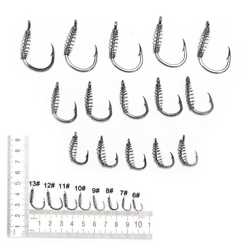20pcs High Visibility Fluor. Green Fishing Hooks Stainless Steel Spring Barbs