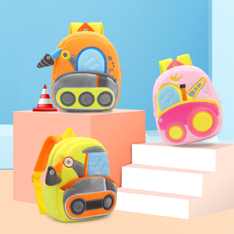 Plush Engineering Vehicle Excavator Dump Truck Backpack