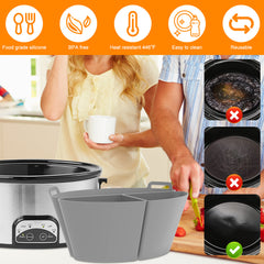 3pcs Reusable Leakproof Silicone Slow Cooker Divider Liners